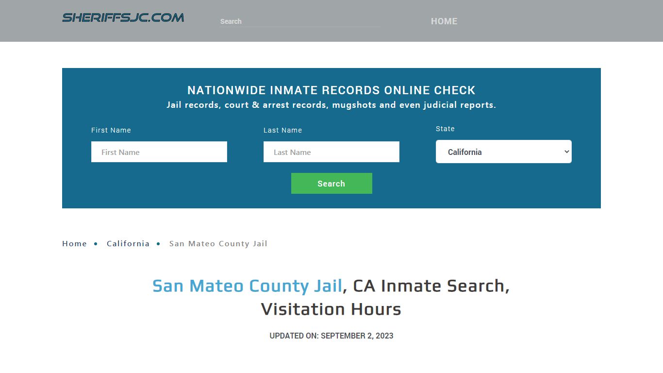San Mateo County Jail, CA Inmate Search, Visitation Hours